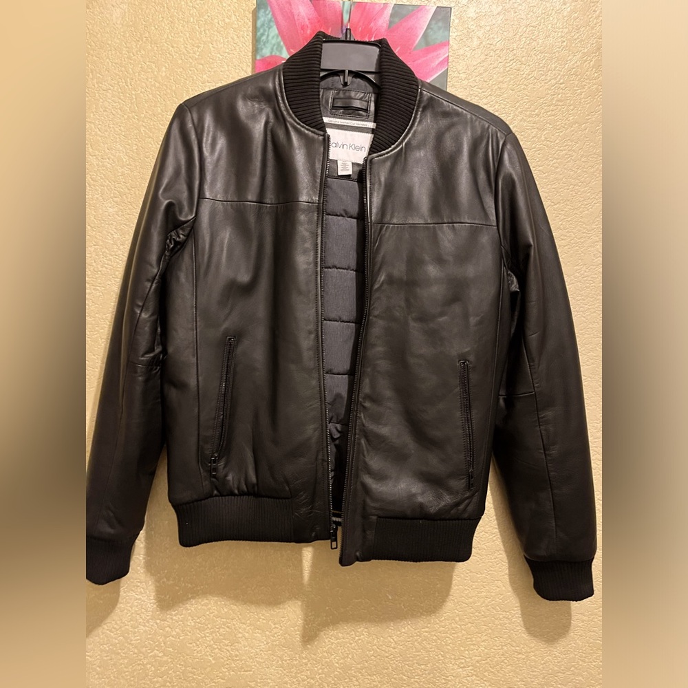 Calvin Klein Genuine Leather Bomber Jacket